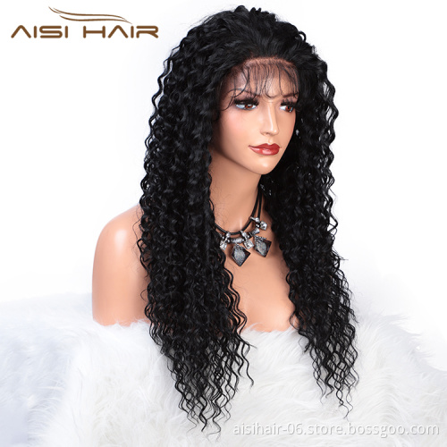 Long Kinky Curly Wave Natural Black Wig Aisi Hair Afro Lace Front Wig Deep Wave Front Lace Hair Wigs For Black Women